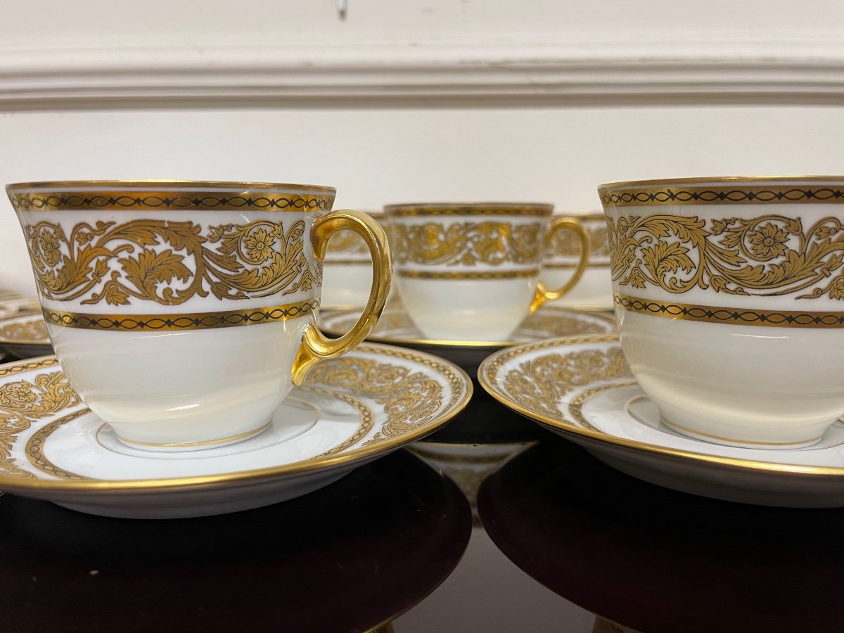Bernardaud - Suite Of 12 Golden Coffee Cups In Limoges Porcelain-photo-1